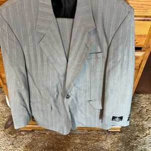 Classic Gray Striped Men's Suit Jacket